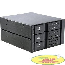 Procase T3-203-SATA3-BK {Hot-swap корзина 3 SATA3/SAS 6Gb (черный) hotswap trayless aluminium mobie rack module (2x5,25) 1xFAN 80x15mm}