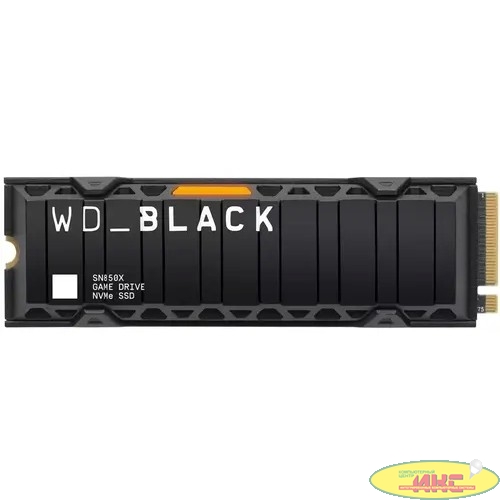 Твердотельный накопитель/ WD SSD Black SN850X, 1.0TB, M.2(22x80mm), NVMe, PCIe 4.0 x4, 3D TLC, R/W 7300/6300MB/s, IOPs 800 000/1 100 000, TBW 600, DWPD 0.3, with Heat Spreader (12 мес.)