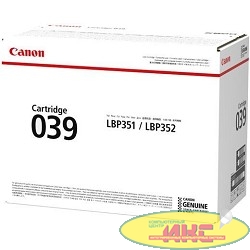 Canon Cartridge 039BK 0287C001  Тонер-картридж черный для i-SENSYS LBP351x/352x. Чёрный. 11 000 страниц. 