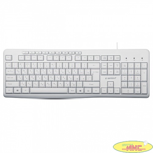 Клавиатура Gembird KB-8430M,{USB, белый, 113 клавиш, 9 кнопок управления мультимедиая, кабель 1,5м}					