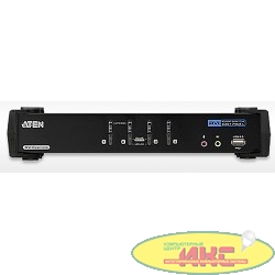 ATEN CS1784A Переключатель, электрон., KVM+Audio+USB 2.0, 1 user USB+DVI => 4 cpu USB+DVI, со шнурами USB 4х1.8м., 2560x1600 60Hz DVI-D Dual Link/2048x1536 DVI-A, настол., исп.стандарт.шнуры 