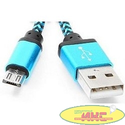 Gembird Кабель USB 2.0 Cablexpert CC-mUSB2bl1m, AM/microBM 5P, 1м, нейлоновая оплетка, алюминиевые разъемы, синий, пакет