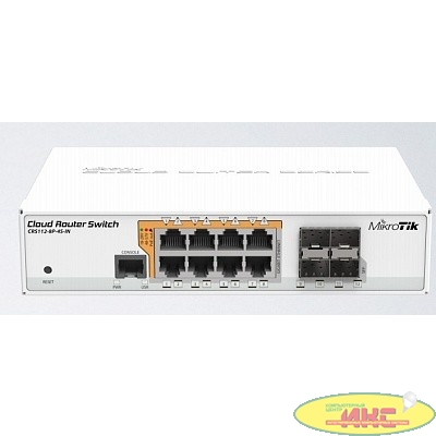 MikroTik CRS112-8P-4S-IN маршрутизатор 8х10/100/1000 Ethernet, 4 x SFP ports