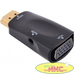 ORIENT Адаптер мини C118 HDMI M -> VGA 15F+Audio, для подкл.монитора/проектора к выходу HDMI, черный