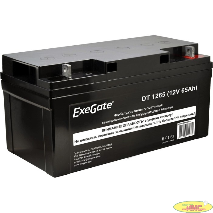 Exegate EX282980RUS Аккумуляторная батарея ExeGate DT 1265 (12V 65Ah, под болт М6)