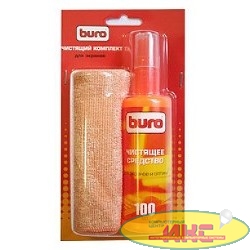 BURO BU-S/MF [817428] Набор чистящий, микрофибра 25 х 25 мм + спрей для экранов и оптики 100 мл, 1 шт.