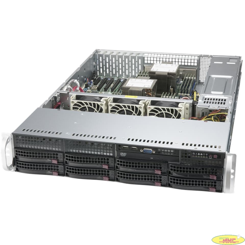 Supermicro SYS-620P-TRT Серверная платформа (2U, 2 x LGA4189, Intel C621A, 16 x DDR4, 8 x 3.5" SATA, 2x10 Gigabit Ethernet (10 Гбит/с), 1200 Вт)