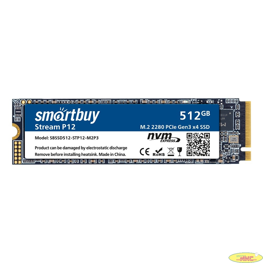 Smartbuy M.2 SSD 512Gb Stream P12 SBSSD512-STP12-M2P3 NVMe PCIe3 