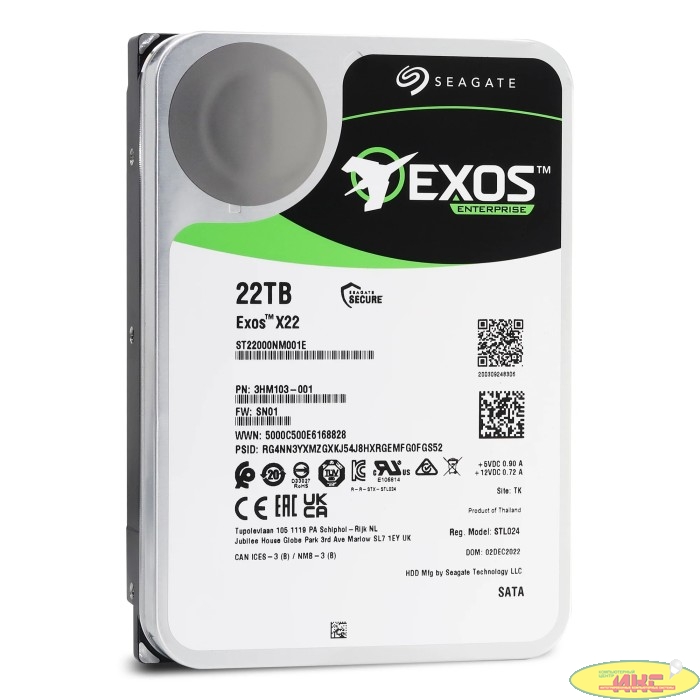 Жесткий диск/ HDD Seagate SATA3 22Tb Exos X22 7200 512Mb  1 year ocs