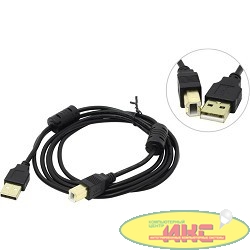 Exegate EX138947RUS Кабель USB 2.0 A-->B 3м Exegate 2 фильтра, позолоченные контакты