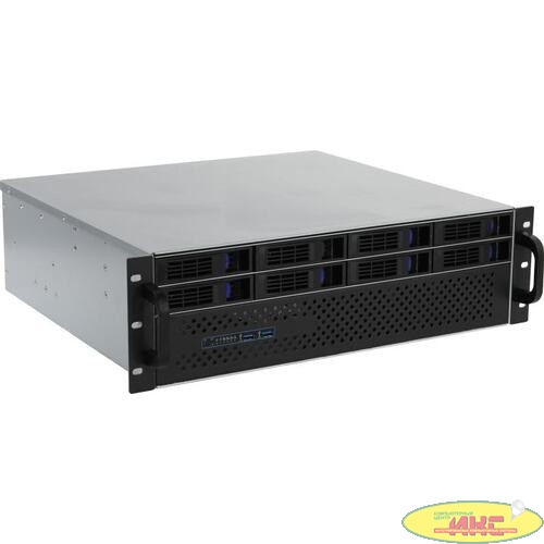 Procase Корпус 3U Rack server case (8 SATA III/SAS 12Gbit hotswap HDD), черный, без блока питания, глубина 400мм, MB 12"x13"