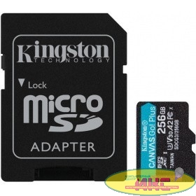 Карта Памяти micro SDXC 256Gb Kingston Canvas Go Plus UHS-I U3 A2 + ADP (170/90 MB/s)