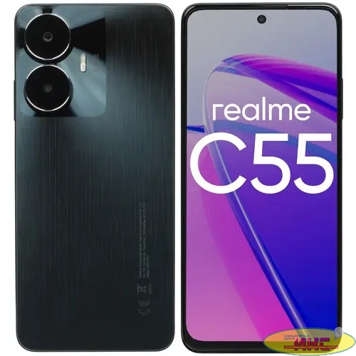 Смартфон Realme RMX3710 C55 128Gb 6Gb черный моноблок 3G 4G 6.72" 1080x2400 Android 13 64Mpix 802.11 b/g/n/ac NFC GPS GSM900/1800 GSM1900 TouchSc microSD