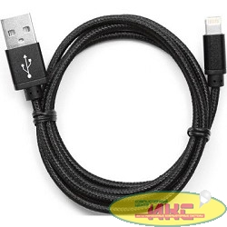 Gembird Кабель USB 2.0 Cablexpert CC-ApUSB2bk1m, AM/Lightning 8P, 1м, нейлоновая оплетка, алюминиевые разъемы, черный, пакет