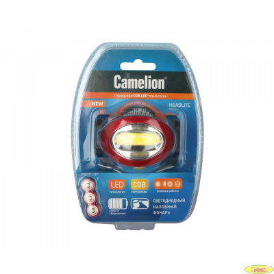 Camelion LED5382   (фонарь налобн, черн., COB, 4 реж, 3XLR03 в компл, пласт, откр. блист)