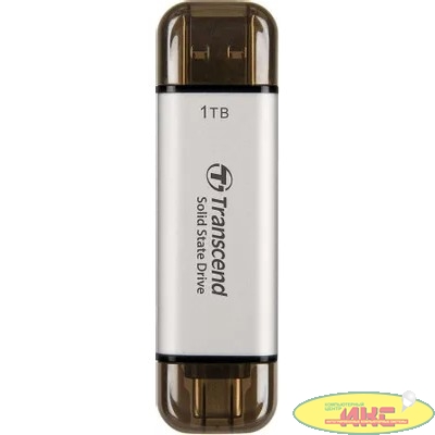 Флеш-накопитель/ Transcend External SSD ESD310S, 1024GB, Type C/A, USB 10Gbps (3.2 Gen2), R/W 1050/950MB/s, 71x20x8mm, 11g, Silver (5 лет)