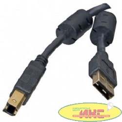 5bites UC5010-018A Проф. Кабель  USB2.0, AM/BM, зол.разъемы, ферр.кольца, 1.8м., черный