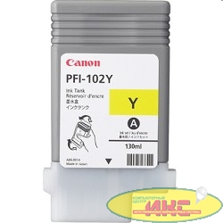 Canon PFI-102Y 0898B001 Картридж для Canon imagePROGRAF iPF605, iPF610., iPF650, iPF655, iPF710, iPF750, iPF755, LP17, iPF510, Желтый, 130 мл.