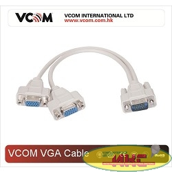 VCOM VVG6530 Кабель-разветвитель VGA 1=>2 (1x15M/2 x15F), {VGA Spliter Cable 0.3m}