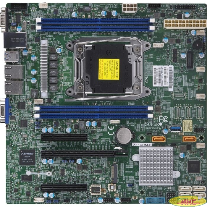Серверная материнская плата SuperMicro MBD X11SRM F B 1x Intel Xeon Processor W family, Socket FCBGA2066, 4x 288 pin DDR4 DIMM slots, 2x i210 Gigabit Ethernet Controller, Intel C422 controller for 8 S