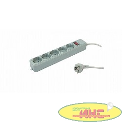 PC PET Сетевой удлинитель AP01006-1.8-GR 1.8м (5 розеток, EURO, EURO/RUS), серый {619889}