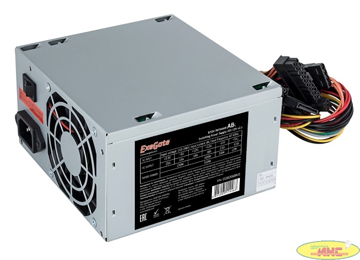 Exegate EX292142RUS Блок питания 600W ExeGate AB600 (ATX, 8cm fan, 24pin, 4pin, 3xSATA, 2xIDE, FDD)