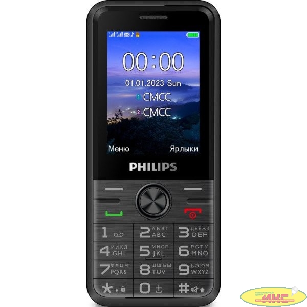 Мобильный телефон Philips Е6500(4G) Xenium черный моноблок 3G 4G 2Sim 2.4" 240x320 0.3Mpix GSM900/1800 FM microSD
