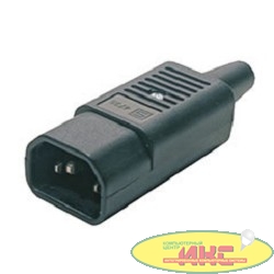 Hyperline CON-IEC320C14 Разъем IEC 60320 C14 220В 10A на кабель (плоские выступающие штыревые контакты в пластиковом обрамлении), прямой