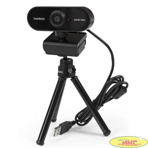 ExegateEX294484RUS Веб-камера ExeGate Stream C925 Wide FullHD T-Tripod (1920х1080, 1080P, USB, микрофон, поворотное крепление, кабель 1,5 м, Win Vista/7/8/10, Mac OS, черная, RTL)