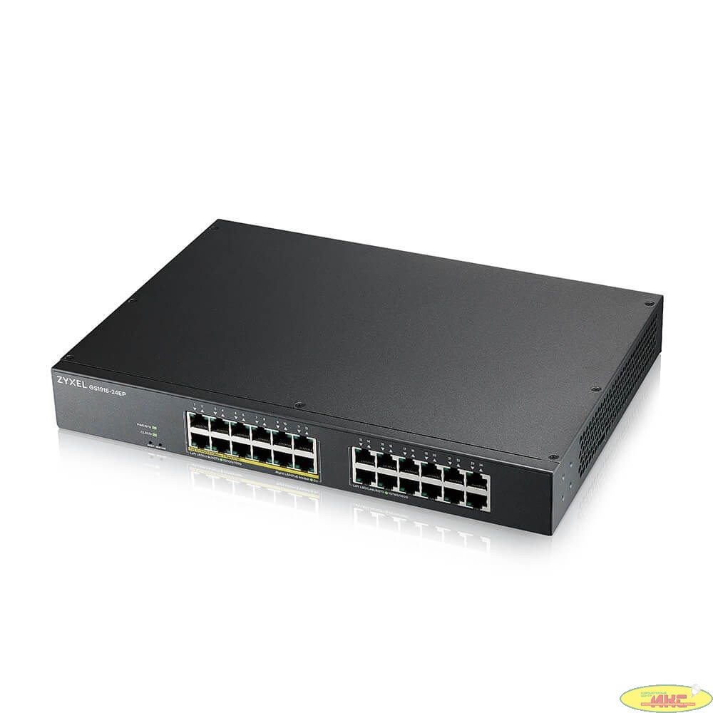 Коммутатор/ Zyxel NebulaFlex GS1915-24EP Hybrid Smart L2 PoE+ Switch, 19" rack, 24xGE (12xPoE+), 130W PoE budget, standalone/cloud management