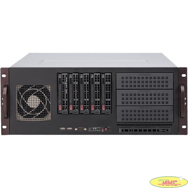 Supermicro server chassis CSE-842TQC-668B, 4U rackmount chassis, Dual and Single Intel and AMD processors, 5 x 3.5" hot-swap SAS/SATA, 7 full-height & full-length expansion slot(s), 668W PSU