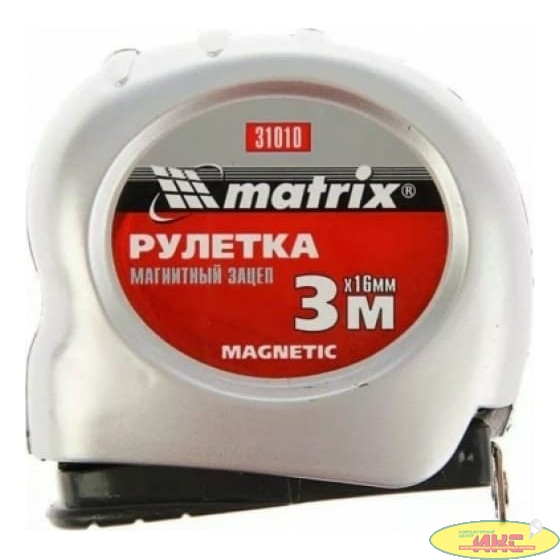 Рулетка Magnetic, 3 м х 16 мм, магнитный зацеп// Matrix