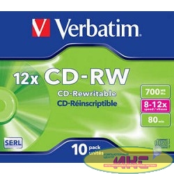 Verbatim  Диск CD-RW  700Mb 12x DataLife+ (10шт) (43148)
