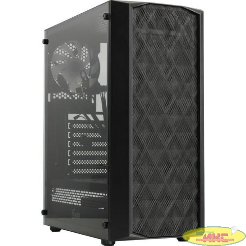 Powercase CMDM-L1 Корпус Diamond Mesh LED, Tempered Glass, 1x 120mm 5-color fan, чёрный, ATX  (CMDM-L1)