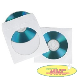 HAMA Конверты для CD/DVD бумажные с прозрачным окошком 100шт (белый) H-62672