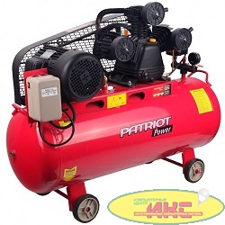PATRIOT PTR 100-670 Компрессор [525306330] {Мощн.: 3 кВт; Напр.: 400В~50Гц; Об.двиг.: 1100 об/мин; Производит.: 670 л/мин; Об.ресивера: 100 л; Давл.: 8 бар; Вес: 98 кг;}