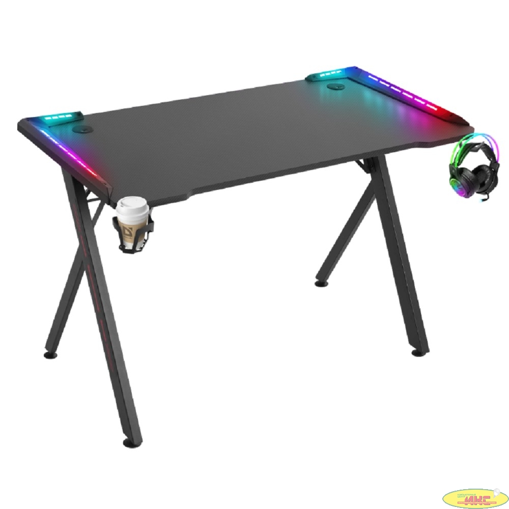 Игровой компьютерный стол Extreme RGB,подвес кружки+гарн.,черн. DEFENDER (64307)