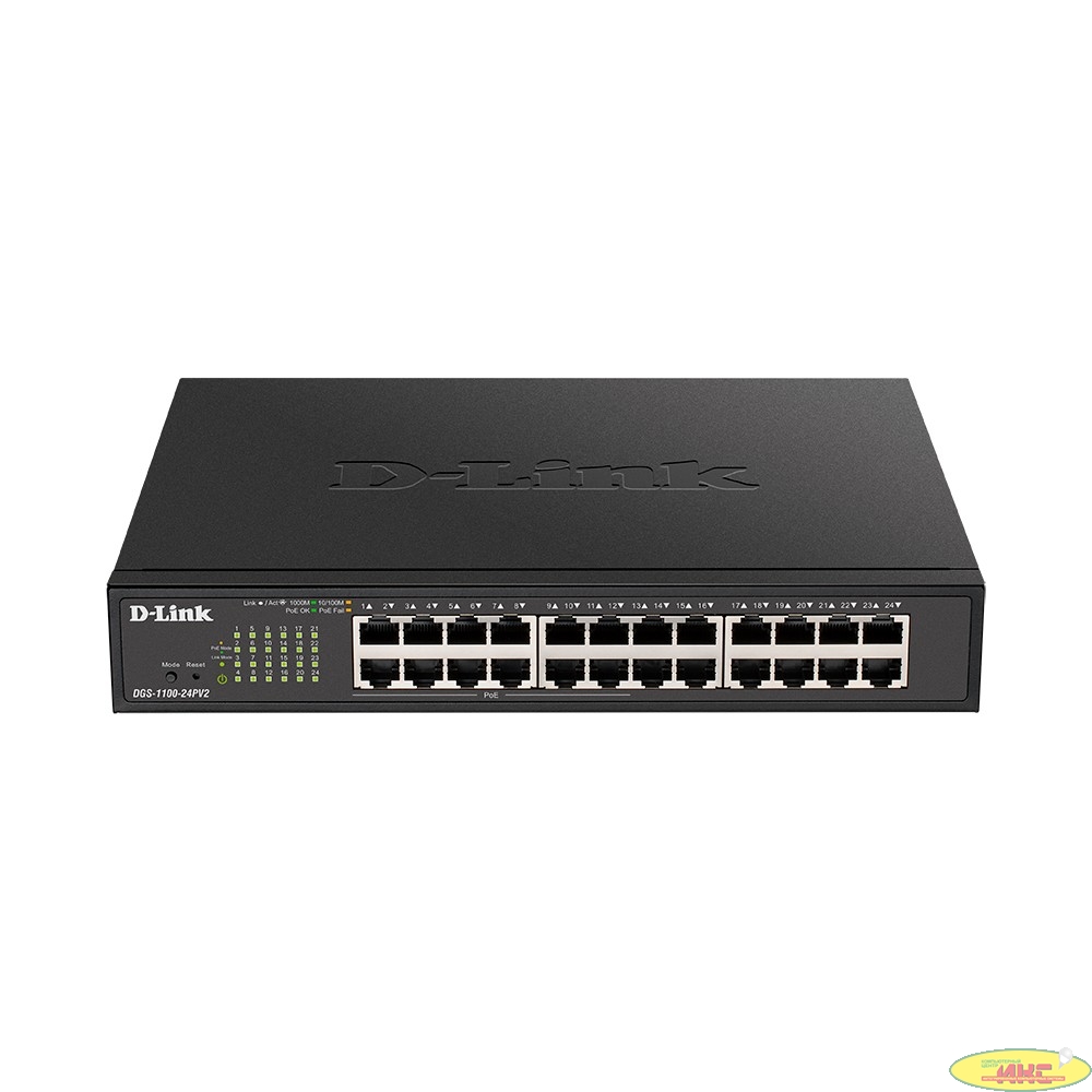 D-Link DGS-1100-24PV2/A3A Настраиваемый L2 коммутатор c 24 портами 10/100/1000Base-T (12 портов РоЕ 802.3af/at, PoE-бюджет 100 Вт)