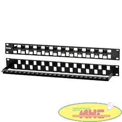 Hyperline PPBL3-19-24S-RM Модульная патч-панель 19", 24 порта, Flat Type, 1U, для модулей Keystone Jack, с задним кабельным организатором (без модулей)