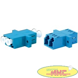 Hyperline FA-P11Z-DLC/DLC-N/WH-BL Оптический проходной адаптер LC/UPC-LC/UPC, SM, duplex, корпус пластиковый, синий, белые колпачки