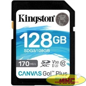 Карта Памяти 128Gb Kingston Canvas Go Plus SDXC UHS-I U3 V30 (170/90 Mb/s)