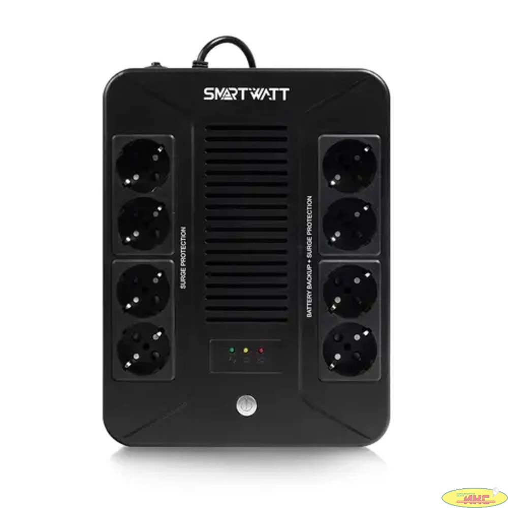 SMARTWATT UPS SAFE PRO 1000 {линейно-интерактивный,1000/600 ВА/Вт, напольный/настенный, LED индикация, Shuko CEE7/4 - 8 шт. (4 шт. с резервным питанием, 4 шт. - сетевой фильтр}