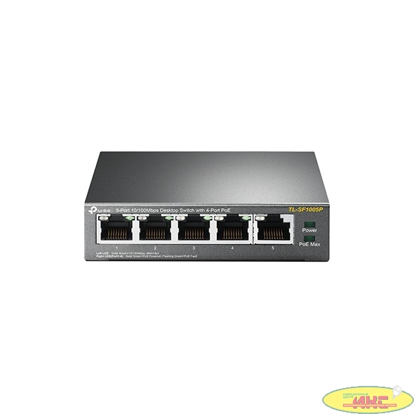 TP-Link TL-SF1005P 5-портовый 10/100 Мбит/с настольный коммутатор с 4 портами PoE SMB