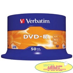 Verbatim  Диски DVD-R  4.7Gb 16-х, 50шт, Cake Box (43548)