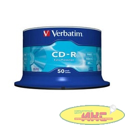 Verbatim  Диски CD-R  50 шт. 48/52-x 700Mb, Cake Box  (43351)