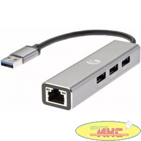 VCOM DH312A Переходник USB 3.0 -->RJ-45 1000Mbps+3 USB3.0, Aluminum Shell, 0.2м VCOM <DH312A>