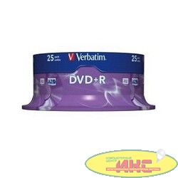 Verbatim Диски DVD+R  4.7Gb 16х, 25 шт, Cake Box (43500)