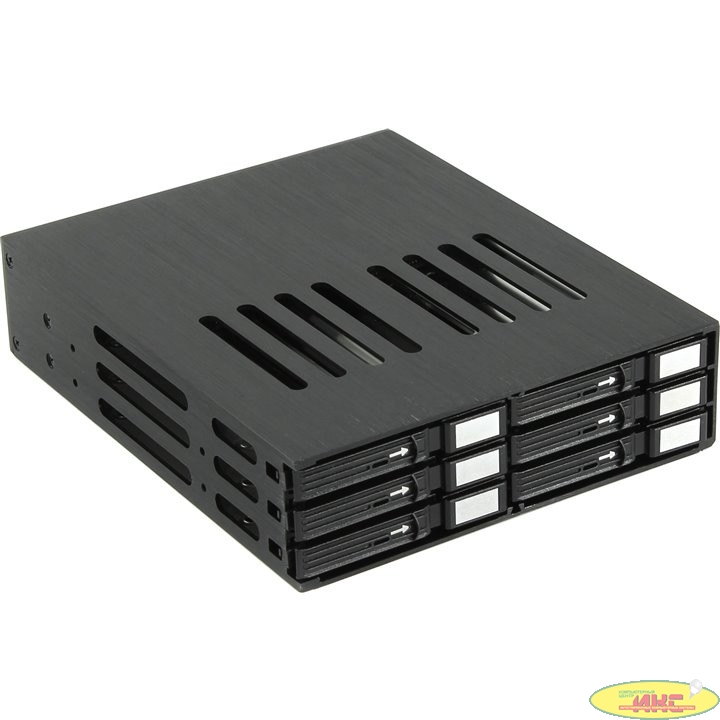 Procase L2-106-SATA3-BK {Корзина L2-106SATA3 6 SATA3/SAS, черный, с замком, hotswap mobie rack module for 2,5" slim HDD(1x5,25) 2xFAN 40x15mm}