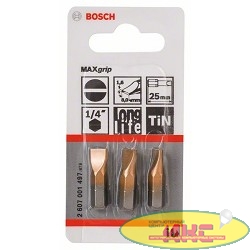 Bosch 2607001497 3 БИТ 25ММ S 1.6Х8.0 TIN