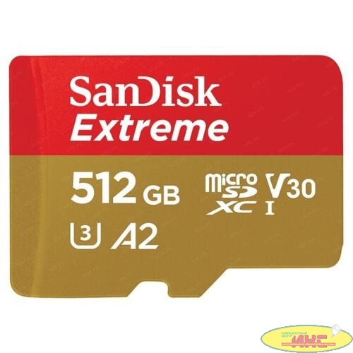 Флеш карта microSD 512Gb Class10 Sandisk SDSQXA1-512G-GN6MA Extreme + adapter